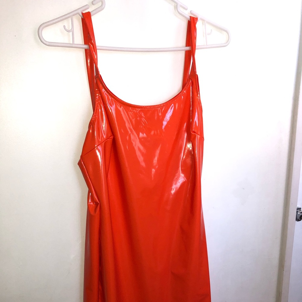 Latex dress burnt orange